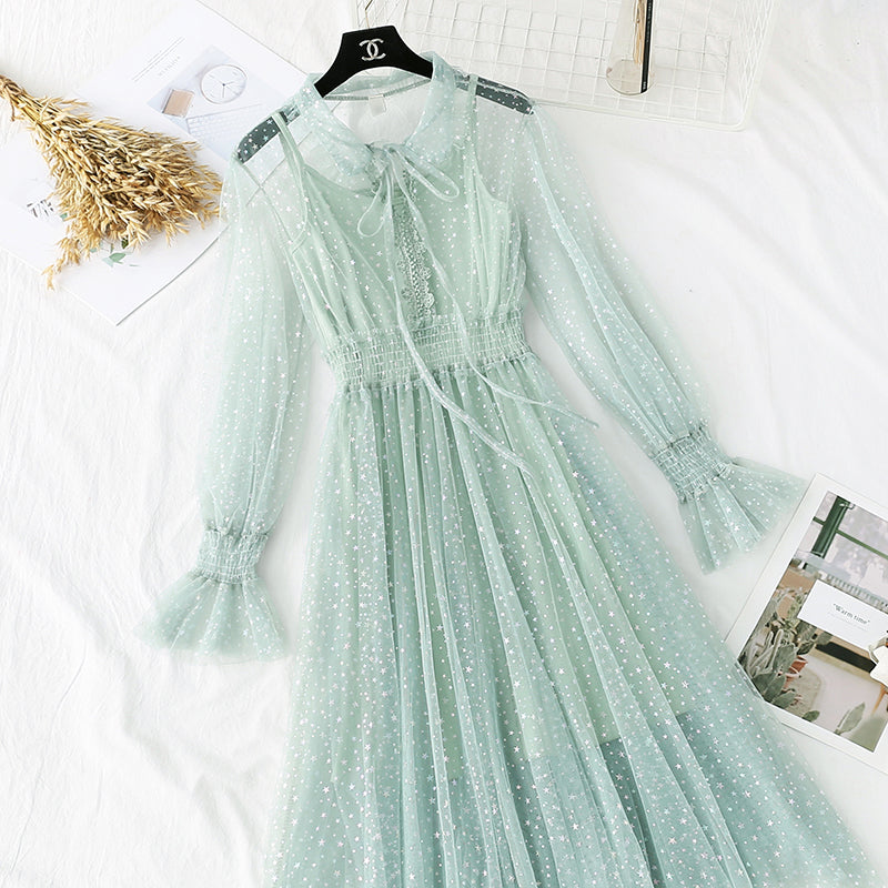 Feen Netzkleid Retro bunte Sterne 3941