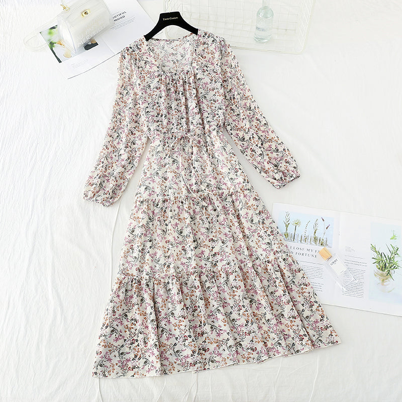 Chiffon floral dress shows thin Daisy dress  3877
