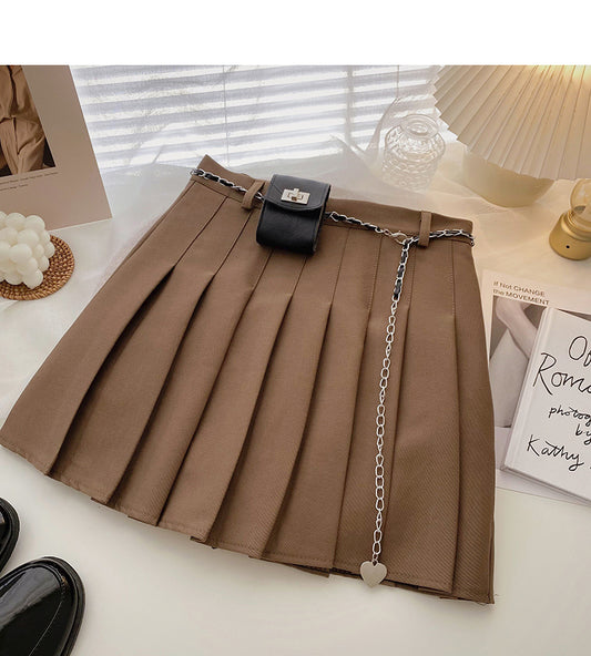 Pleated high waist fashion A-line skirt for women  5298