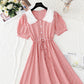 Skinny belly covering lace up French doll neck plaid skirt  4902