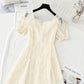 Lace dress with slim waist small skirt  4422
