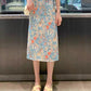 Oil painting broken flower skirt, summer, thin bodycon skirt,high waist midi skirt  3555