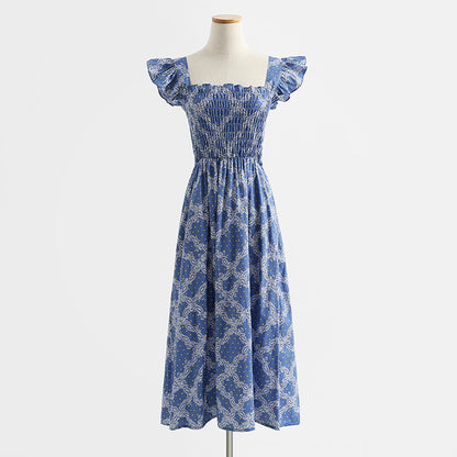 Neues französisches Blumenkleid, süßer und würziger Hosenträgerrock 4283
