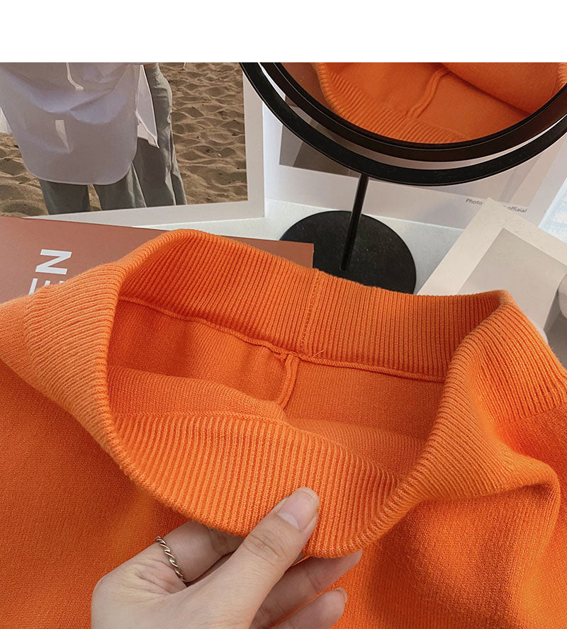 Dünner A-förmiger, mittlerer und langer Rock mit hoher Taille im Hongkong-Stil 5770 