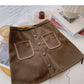 Korean retro personality small pocket skirt trend  5500