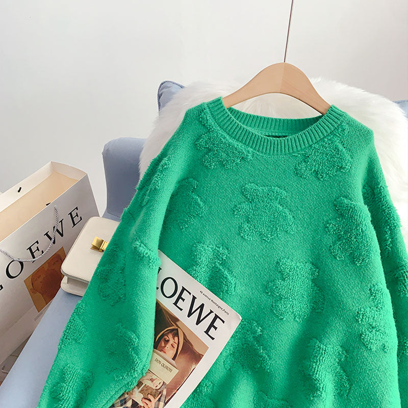 Pink soft sweater lazy sweater  5040