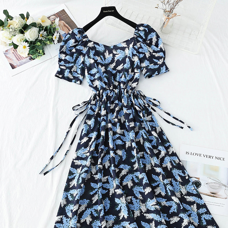 Französische Blasenärmel, offene Taille, Retro, sanfte Taille, schmaler Rock 4264