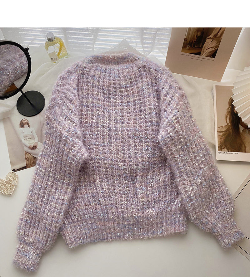 Korean design personalized color long sleeve Pullover loose top  5968