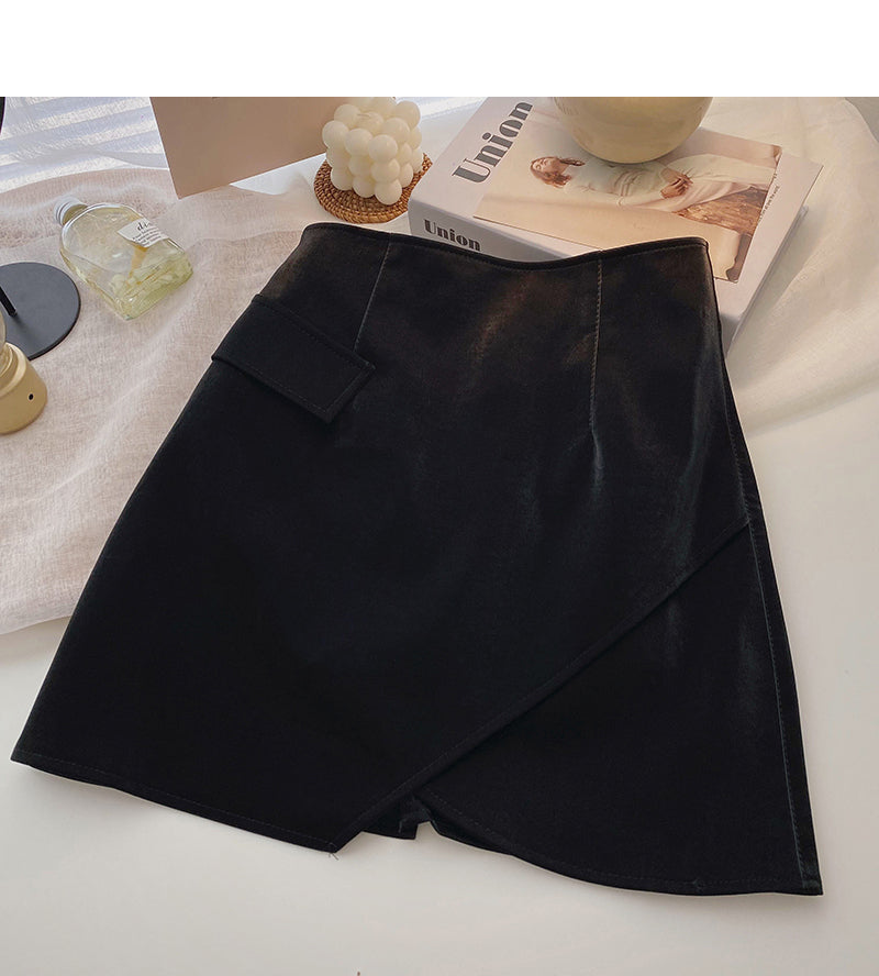 Koreanisches Design, unregelmäßiger, schmaler Hüftwickelrock 5279