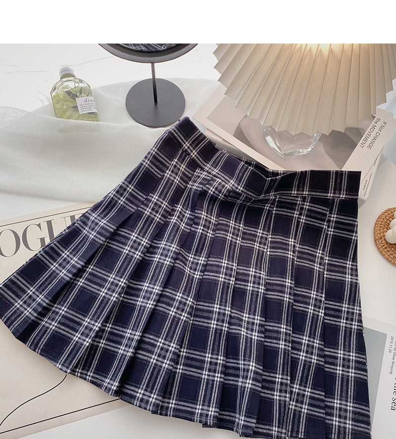 Tweed-Faltenrock, Retro-Rock in A-Linie mit hoher Taille 5300
