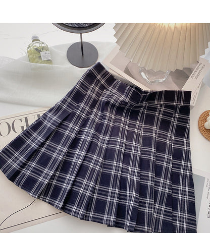 Tweed-Faltenrock, Retro-Rock in A-Linie mit hoher Taille 5300
