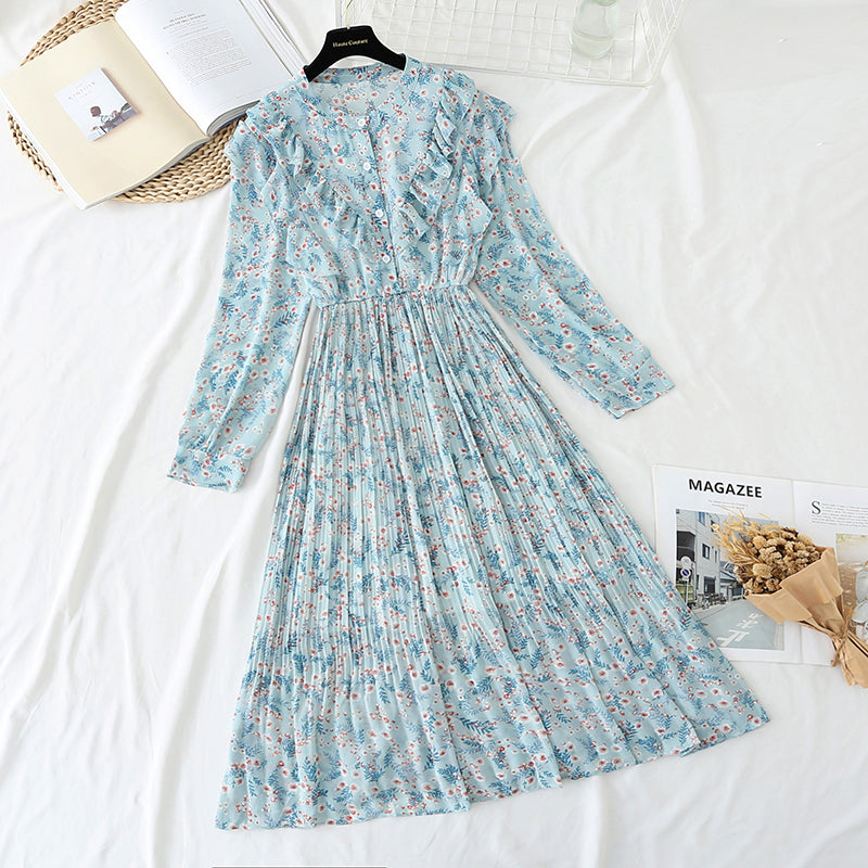 New pleated slim Chiffon Dress  3866
