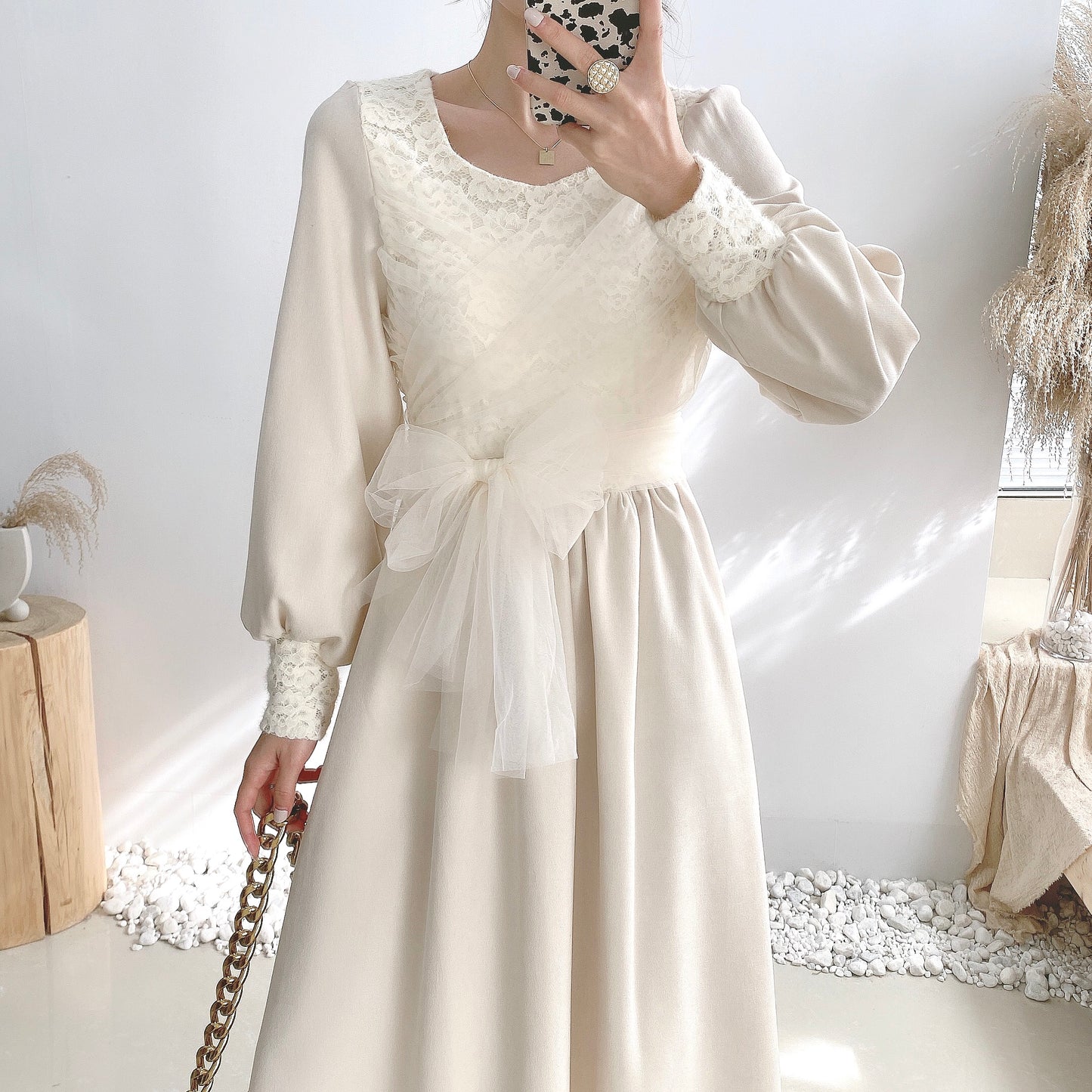 Gauze bow shows thin temperament slim skirt children 4074