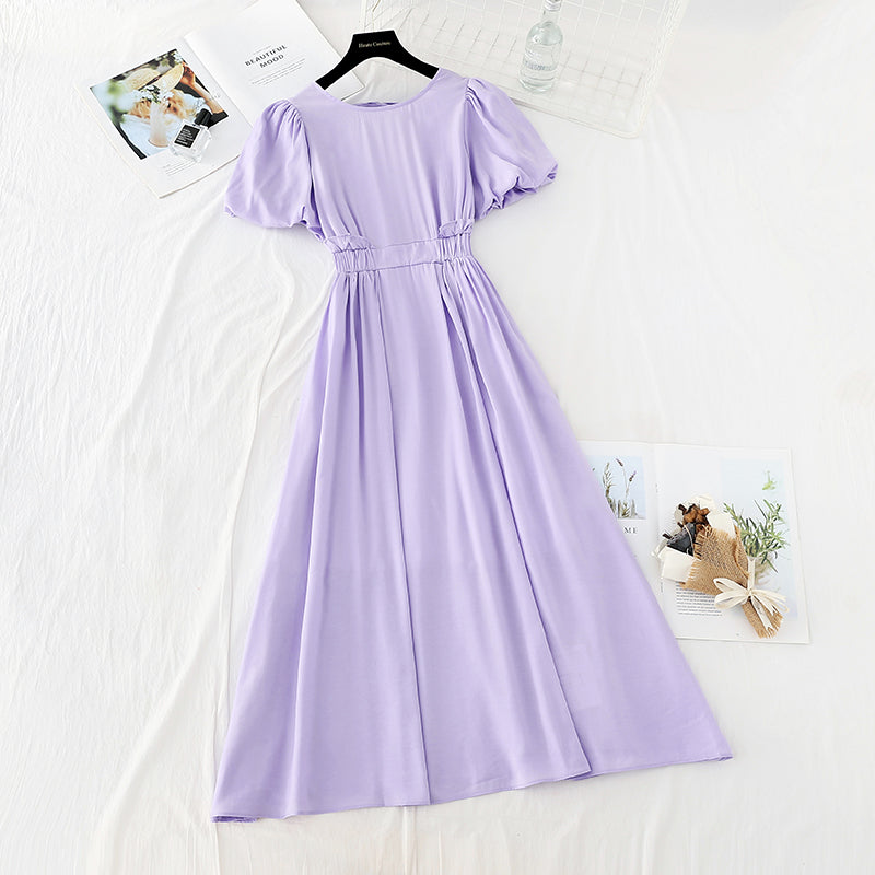 Kleid aus Baumwollleinen mit dünner Taille und sanftem Stil 4185