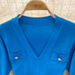 Gold button elastic tight medium length split bottomed buttock knit dress  3751