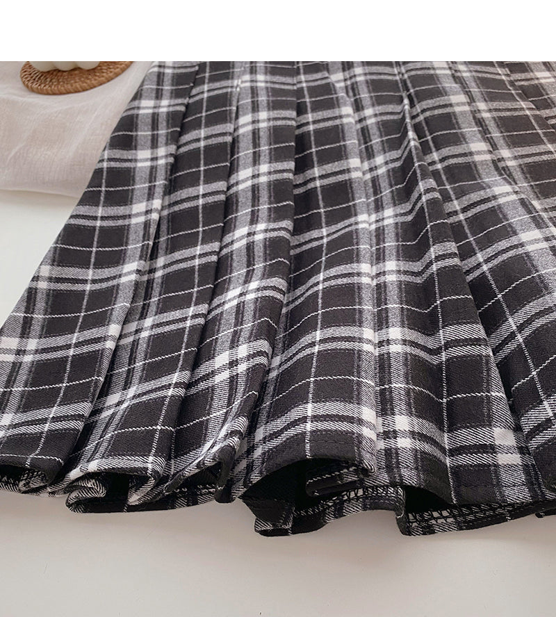Jupe plissée taille haute à carreaux style rétro japonais 5426