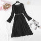 Hollowed out lace blouse Chiffon Dress  4010