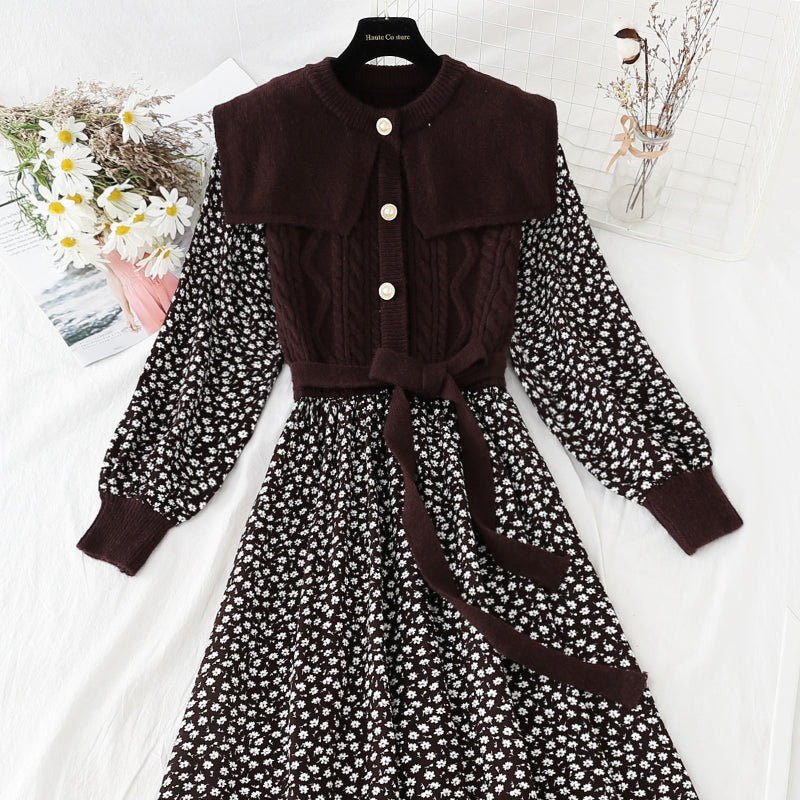 Corduroy French Kikyo floral skirt is thin and bottomed  4069