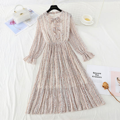 Neuer schmaler Faltenrock aus Chiffon mit Schleife zum Schnüren 4533