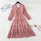New Ruffle French Vintage chiffon skirt long  3862