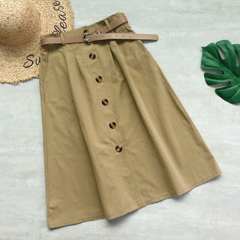 forest high waist A-line skirt, complimentary belt  3681