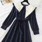 French dress women's irregular large lapel slim skirt  4750