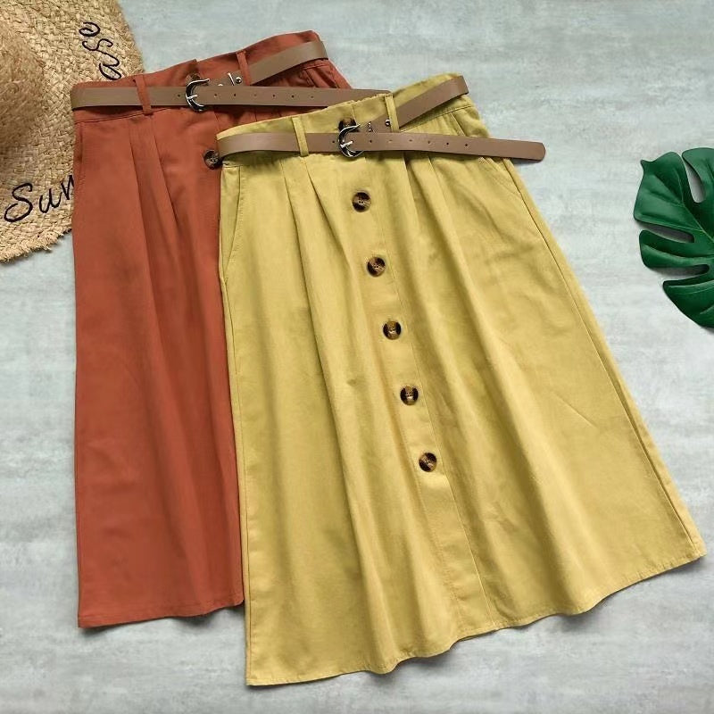 forest high waist A-line skirt, complimentary belt  3681