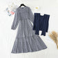 Long large skirt stitched small fresh floral dress with shawl  3880