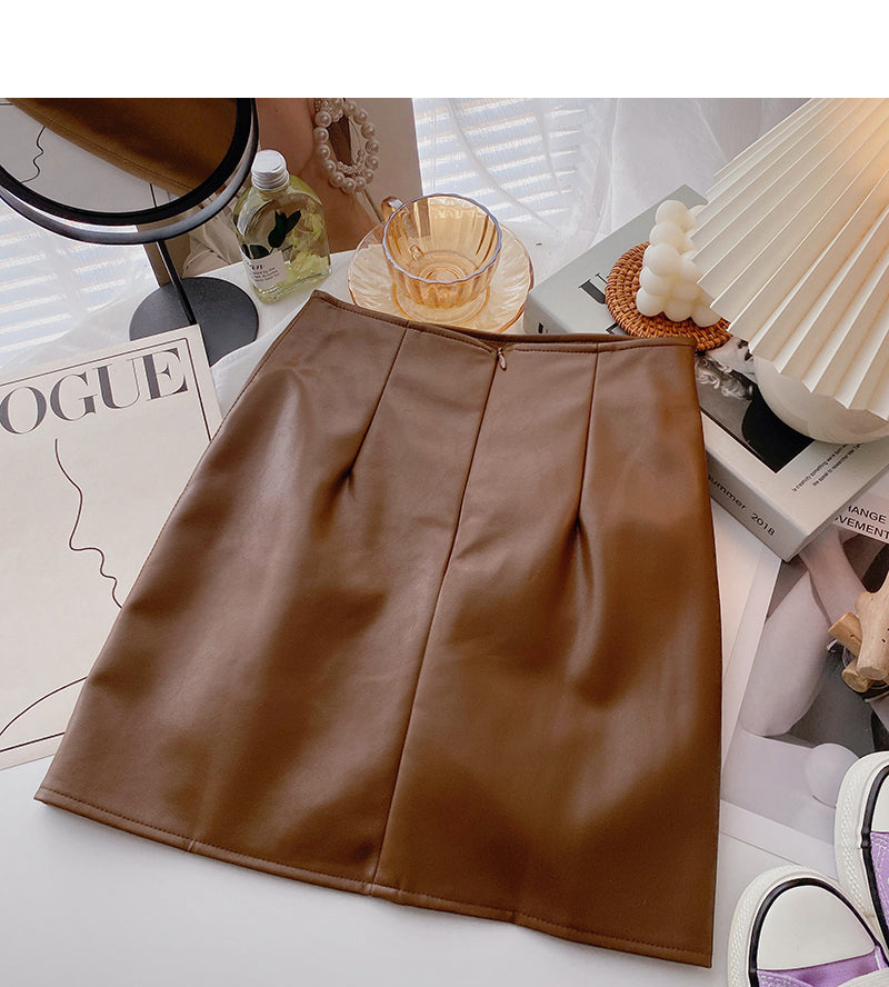 Korean fashion versatile pleated slim A-line skirt  5578
