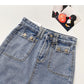 The new Korean small pocket design shows a thin hip wrapped denim skirt  5331