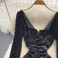 Long sleeve slim fit hot drill high-grade tight Hip Wrap Dress  3723