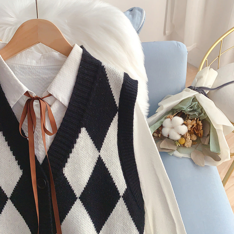 Vintage Lingge überlappende Strickweste 5026