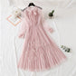 Gauze dress feather nail bead long sleeve sling  4311