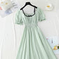 New French retro long skirt small fresh bubble sleeve skirt  4250