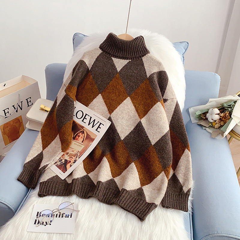 Vintage Lingge Pullover mit Stehkragen ist faul draußen zu tragen 5047