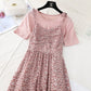 Small fresh sweet broken flower suspender dress  4587