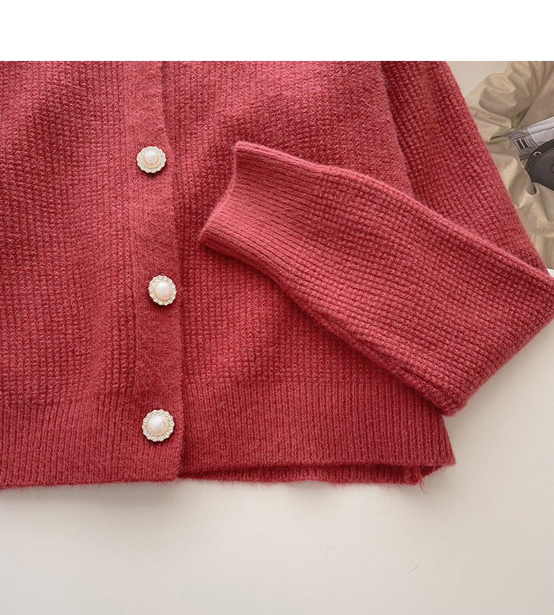 Pull vintage en maille à col rond et boutonnage simple 6174