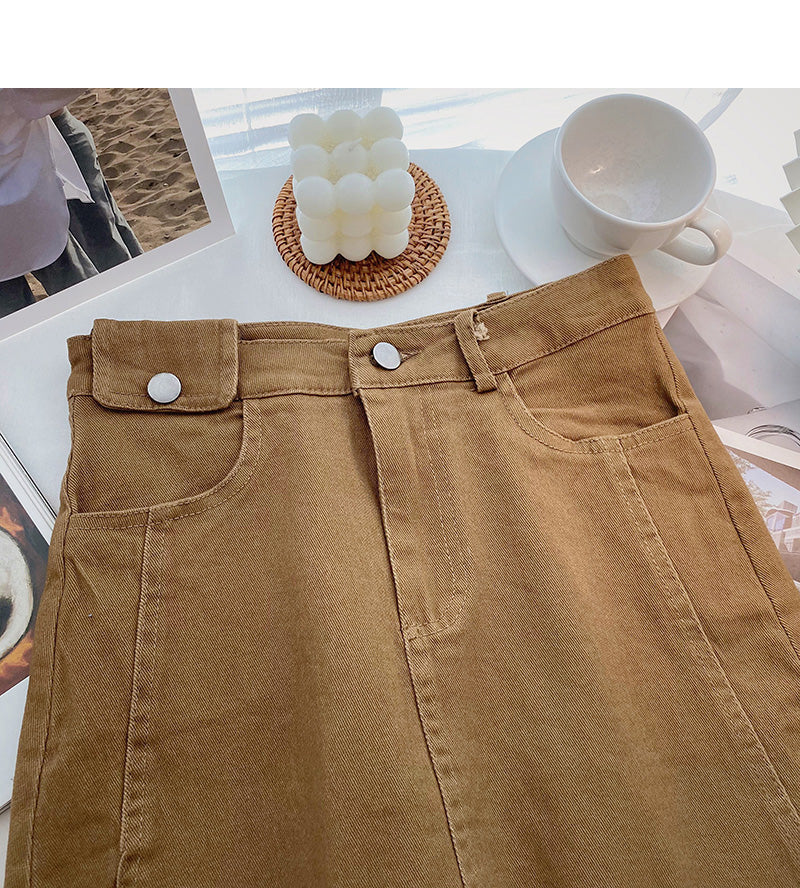 Fashion Hong Kong style leisure Retro High Waist Skirt  5487