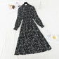 Long sleeved floral dress with slim waist  4713