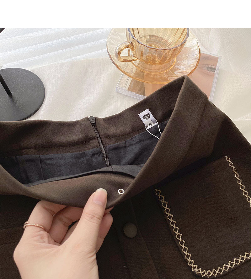 New Korean fashion retro small pocket skirt trend  5554