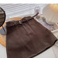 Woolen skirt women's design, versatile casual high waist A-line skirt  5467