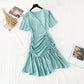 Gentle wind drawstring Ruffle fishtail skirt  4151