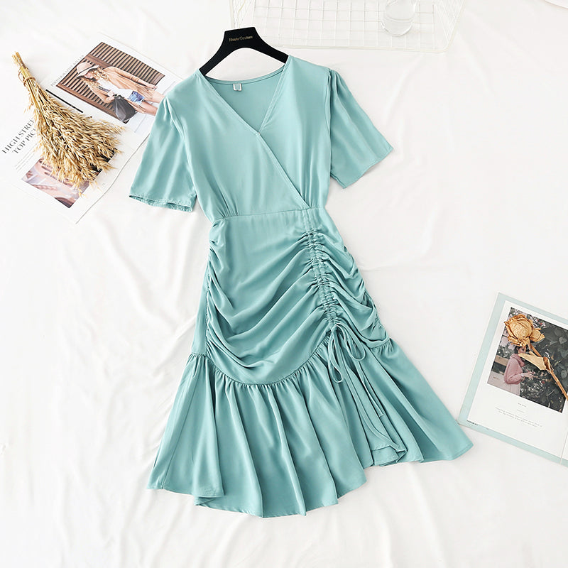 Gentle wind drawstring Ruffle fishtail skirt  4151
