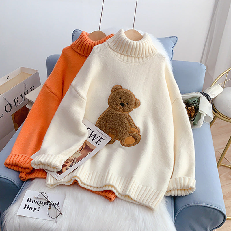 Cartoon Bear Lazy Wind Pullover im ausländischen Stil 5238