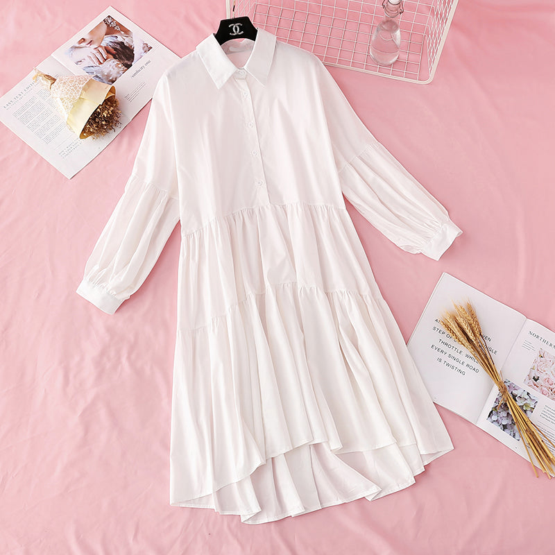 Personalized shirt dress women's light mature style loose and slim style  4496