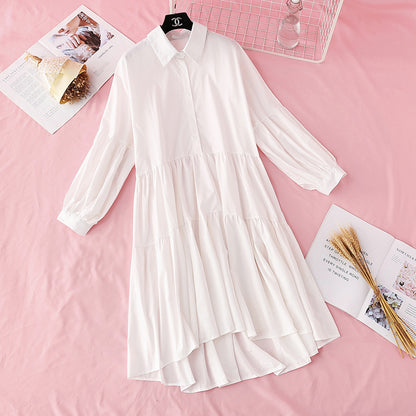 Personalized shirt dress women's light mature style loose and slim style  4496