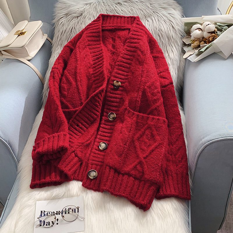 Twist Pullover Cardigan mittellanger Pullover Mantel 5100