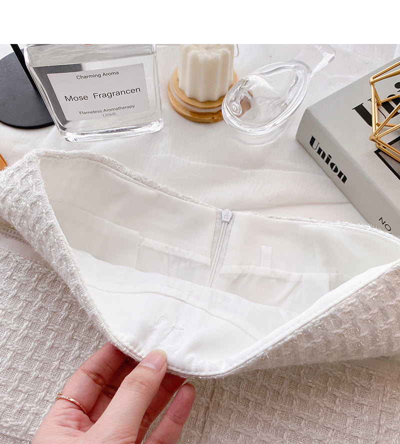 Korean design pure color casual high waist a-bag hip skirt  5355