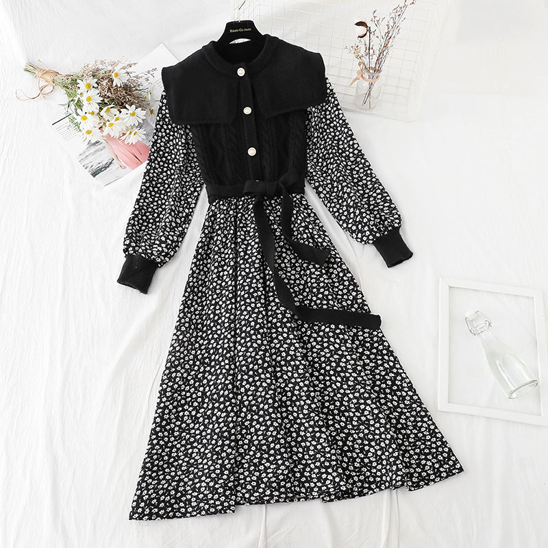Corduroy French Kikyo floral skirt is thin and bottomed  4069