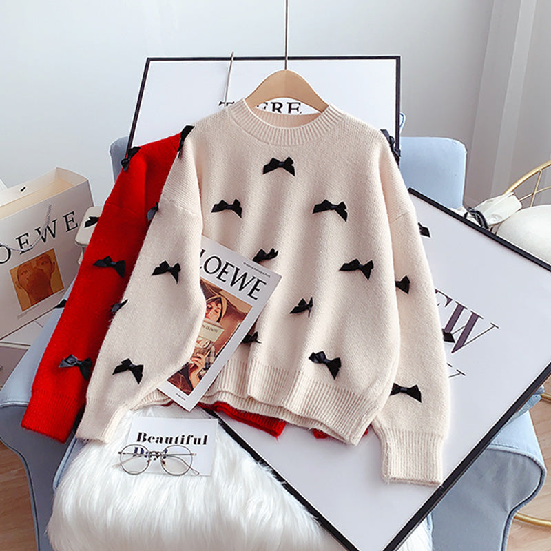 Sanfter Schleifenpullover Pullover Pullover Top 5120
